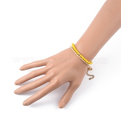 Braccialetti con perline in vetro elasticizzato e set di braccialetti in cordino intrecciato di cotone&nbsp;BJEW-JB05401-03