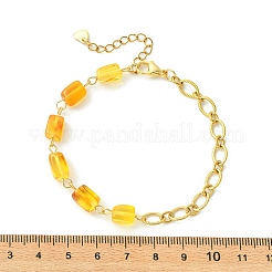 Gliederarmbänder aus rechteckigen Naturbernsteinperlen&nbsp;BJEW-JB13668