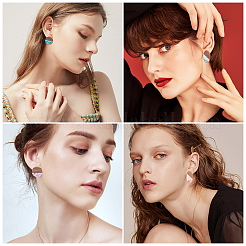 Серьги-гвоздики из прозрачной смолы и орехового дерева&nbsp;MAK-SC0001-08P