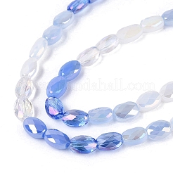 Colliers de perles en imitation jade électroplaquées&nbsp;EGLA-Q135-4x6MM-01B