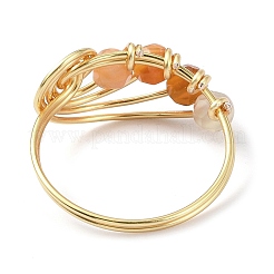 Anello da dito con perline rotonde di corniola naturale&nbsp;RJEW-TA00103-01
