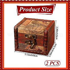 Quadratische Aufbewahrungsboxen für Schmucksets aus Holz im Retro-Stil mit Verschlüssen&nbsp;CON-CL0001-13B