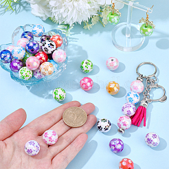 50шт 2 стиля непрозрачные акриловые бусины&nbsp;OACR-SC0002-60