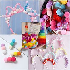 400 шт. шарики-помпоны из полиэстера 4 цветов&nbsp;DIY-SC0031-37B