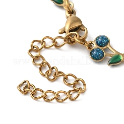 Браслеты из нержавеющей стали 304 с блестящими вишневыми звеньями для женщин&nbsp;LS-BJEW-C076-02B-01