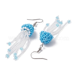 Pendientes colgantes de medusas con cuentas de semillas de vidrio&nbsp;EJEW-MZ00435-04