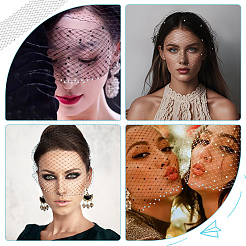 Винтажные сетчатые вуали из полиэстера со стразами для женщин&nbsp;AJEW-WH0348-705