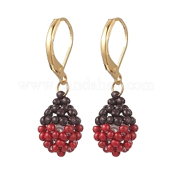 Серьги из стеклянных бусин ручной работы с застежкой-молнией&nbsp;EJEW-MZ00572-02