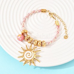 Браслеты с подвесками из нержавеющей стали 304 и синтетических радужных камней&nbsp;BJEW-K247-04G