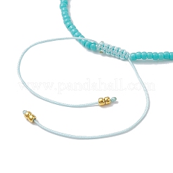 Braccialetti regolabili con amazzonite naturale e perline intrecciate con semi&nbsp;BJEW-JB10181-06