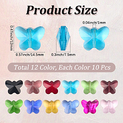 120pcs 12 Farben transparente Glasperlen&nbsp;GLAA-LT0001-02