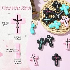 15 шт. 5-цветные силиконовые бусины с надписью «Иисус»&nbsp;SIL-YW0002-04