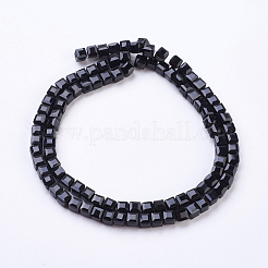 Sfaccettate di vetro nero cubo di fili di perle&nbsp;X-GLAA-R041-6x6mm-20