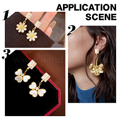 10 шт. квадратная фурнитура для сережек-гвоздиков из латуни с кубическим цирконием&nbsp;KK-AR0004-03