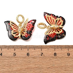 Micro pavé de zircones cubiques en laiton avec pendentifs en acrylique&nbsp;AC-CJC23E2-01G-01-RS