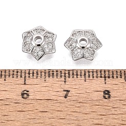 Messing Micro Pave klare Zirkonia Perlenkappen&nbsp;KK-Q071-13P-02