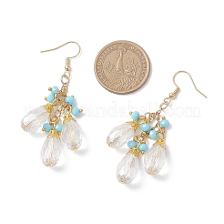 Стеклянные серьги-капли с подвесками&nbsp;EJEW-JE06835