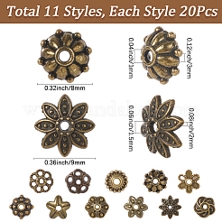 220 шт. 11 стиля колпачков для бусин из сплава&nbsp;TIBE-SP0001-19