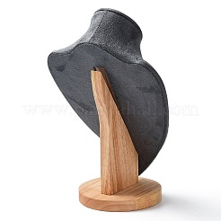Подставки для ожерелья из бархатного бюста с деревянной основой&nbsp;LS-ODIS-Q041-02C-01