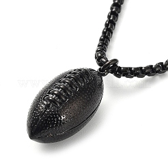 Collane con ciondolo rugby in acciaio inossidabile 304 con placcatura sotto vuoto in pvd&nbsp;NJEW-Z023-02EB