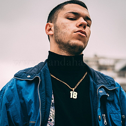 1 шт. 304 нержавеющая сталь Фигаро цепочка ожерелье с подвеской в виде цифры&nbsp;NJEW-BBC0001-28B-G