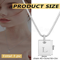 Collier avec pendentif rectangulaire en forme de lettre en acier inoxydable 1 pièce&nbsp;NJEW-LP0001-34L-P