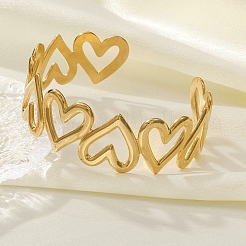 Браслеты-манжеты из нержавеющей стали 304 для женщин&nbsp;BJEW-Z130-01G