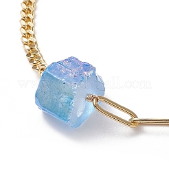 Braccialetti con maglie in quarzo naturale con prisma esagonale elettrolitico&nbsp;BJEW-JB10753-02