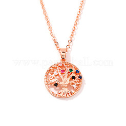 Изысканные латунные подвески с разноцветными кубическими цирконами «Дерево жизни» для женщин&nbsp;AE4666