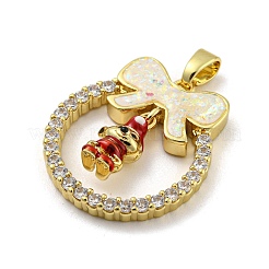 Рождественские латунные подвески с микропаве из фианита&nbsp;KK-H468-01B-01G