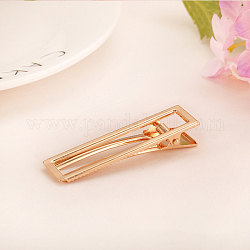 Alloy Alligator Hair Clip Findings, Hollow, Rectangle, Golden, 60mm, about 95~100pcs/bag
