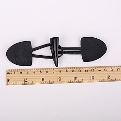Bouton acrylique, bouton à bascule en corne de cuir, accessoires de couture, noir, 150~160mm, cuir: 40x39mm, bouton corne: 46x17mm