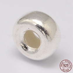 925 Sterling Silver Spacer Beads, Donut, Silver, 3x2mm, Hole: 1mm