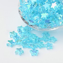 Perles acryliques transparentes écologiques, étoiles du nord, bleu ciel, couleur ab , environ 10 mm de diamètre, épaisseur de 4mm, trou: 1.5 mm. environ 2140 pcs / 500 g