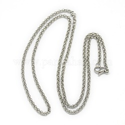 Unisex de moda 304 de acero inoxidable collares de cadena rolo cruz, con cierre de langosta, color acero inoxidable, 20.7 pulgada (52.6 cm)