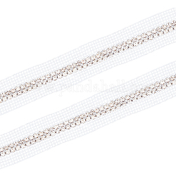 Polyesterband, mit Strass, für Ornamentzubehör, weiß, 1-3/8 Zoll (35 mm)