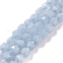 Chapelets de perles en aigue-marine naturelle, facette, ronde, 6mm, Trou: 1.2mm, Environ 65~66 pcs/chapelet, 15.47'' (39.3 cm)