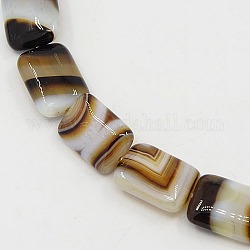 Natural Striped Agate/Banded Agate Beads Strands, Rectangle, Dyed & Heated, 14x10x5mm, Hole: 1mm, about 27pcs/strand, 14.76inch