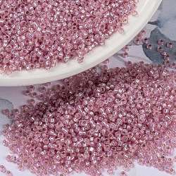 Perline rotonde miyuki rocailles, perline giapponesi, 15/0, (alabastro foderato argento rosa tinto rr555), 1.5mm, Foro: 0.7 mm, circa 5555pcs/10g