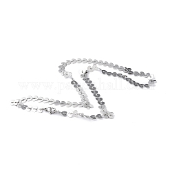201 collar de cadena de eslabones de corazón de acero inoxidable para hombres y mujeres, color acero inoxidable, 18.90 pulgada (48 cm)