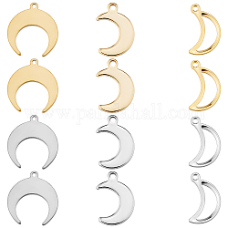 Sunnyclue 1 boîte de 120 pièces 6 styles de breloques en forme de croissant de lune en or, breloques de lune creuses en acier inoxydable, breloques célestes, breloques pendantes pour la fabrication de bijoux, breloques pour bricolage, boucles d'oreilles, colliers, bracelets artisanaux