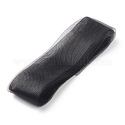 Nastri in rete di poliestere deco, tessuto di tulle per la confezione di abbigliamento, nero, 3 pollice (75 mm)
