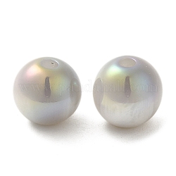 Perles de résine opaques irisées, perles de bonbons, ronde, gris clair, 10x9.5mm, Trou: 1.8mm