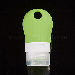 Bouteilles de voyage en silicone portables, récipient vide de bouteilles de désinfectant, bouteilles cosmétiques étanches rechargeables, jaune vert, 8.35x4.4x3.65 cm, trou: 1.3x1.4cm, capacité: 38ml