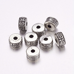 Ccb Kunststoff-Perlen, Flachrund, Antik Silber Farbe, 13x7.5 mm, Bohrung: 3.5 mm