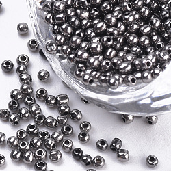 Perles de rocaille en verre plaqué, ronde, grises , 2~2.3x1.5mm, Trou: 0.8mm, environ 30000 pcs / sachet , environ 450 g /sachet 