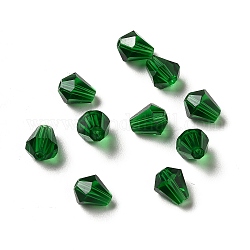 Стекло имитация австрийских хрустальных бусин, граненые, алмаз, темно-зеленый, 6x5 мм, отверстие : 1 мм