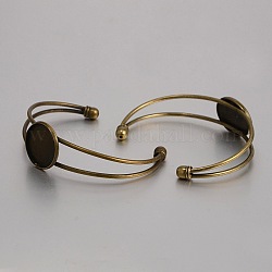 Création de bangle en laiton, base de bracelet vide, avec plateau rond plat, sans nickel, bronze antique, 63mm, Plateau: 20 mm