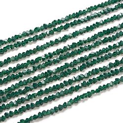 Brins de perles de verre de couleur unie transparente, facette, polygone, verte, 2.5x2.5x2.5mm, trou: 0.7mm, environ 150 pcs/chapelet, 13.39'' (34 cm)