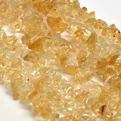 Chip natürlichen Citrin Perlen Stränge, gefärbt und erhitzt, 5~8x5~8 mm, Bohrung: 1 mm, 34 Zoll